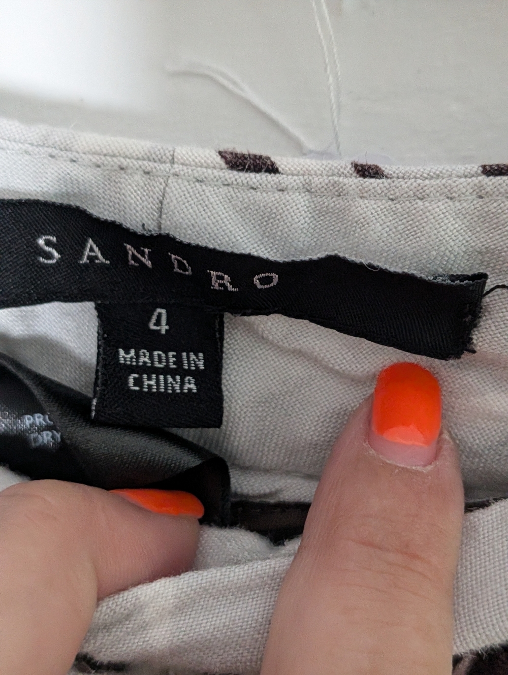Sandro Palm Print Linen Blend Shorts Neutral Tropical High Rise Size 4 - Picture 3 of 5